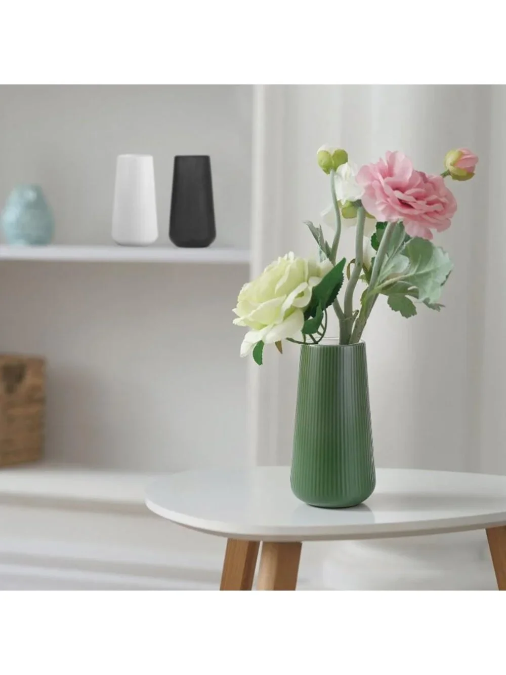 Gradient Green Ceramic Cute Flower Vase For Pampas Grass Living Room Office Deco